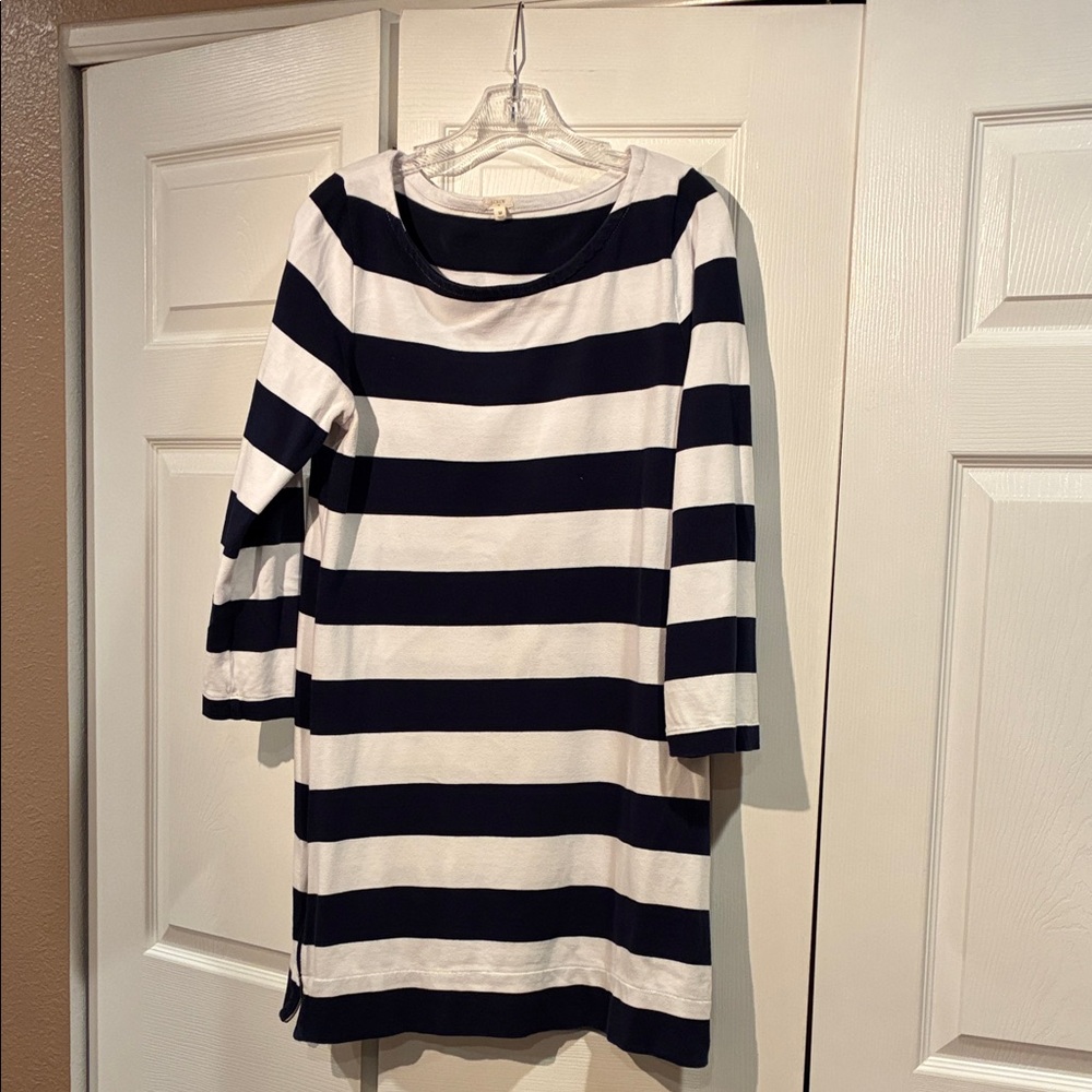 Navy and White Striped Dress